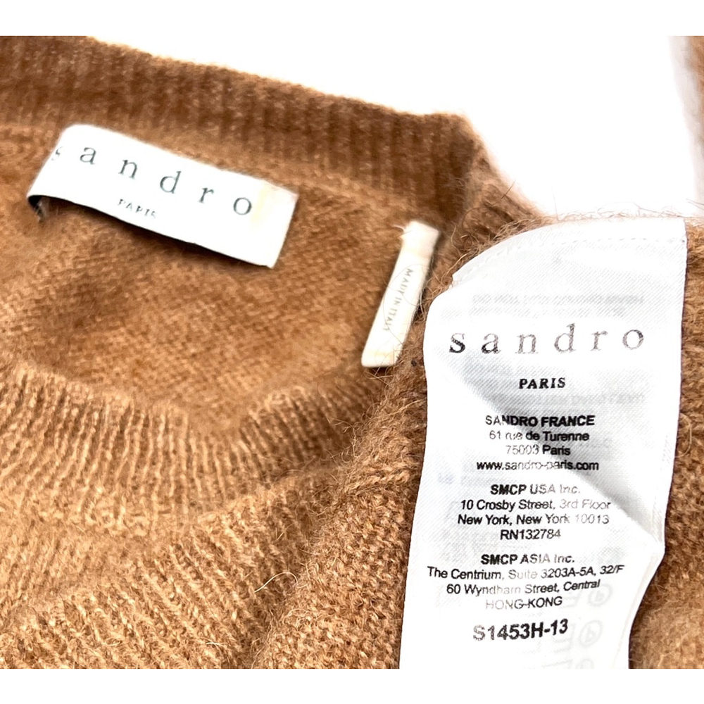 Sandro PARIS Womans Sweater Italy Size 1 100% Camel Tan Brown - Picture 8 of 11